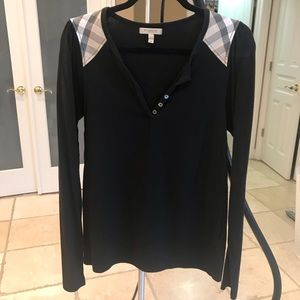 Burberry Long Sleeve Shirt Plaid Shoulder Detail